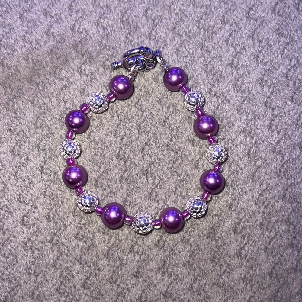 purple and sliver bracelet